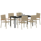 Conjunto de Comedor de Jardín 7 pcs Beige ratán sintético