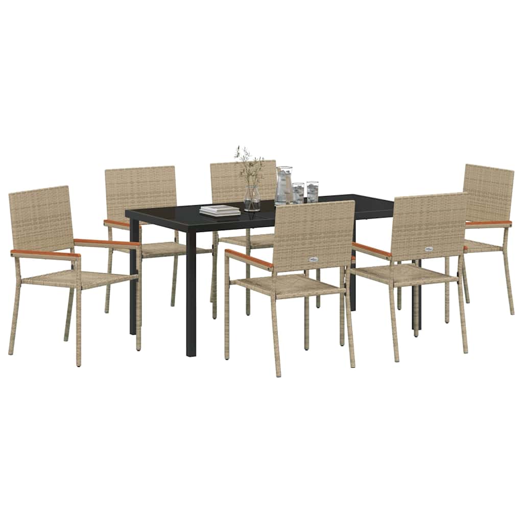 Conjunto de Comedor de Jardín 7 pcs Beige ratán sintético