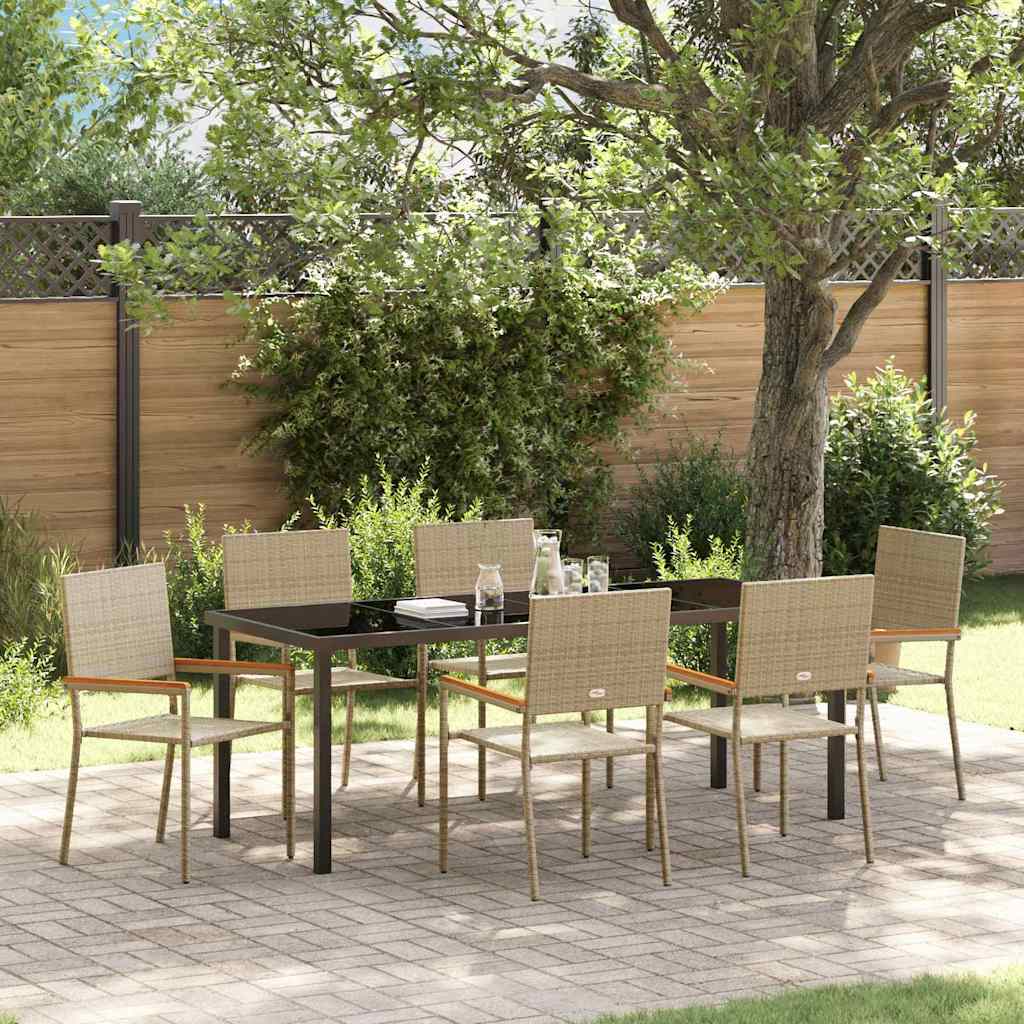 Conjunto de Comedor de Jardín 7 pcs Beige ratán sintético