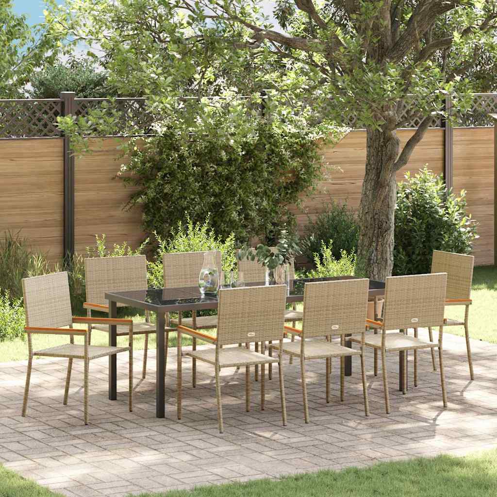 Conjunto de Comedor de Jardín 9 pcs Beige ratán sintético