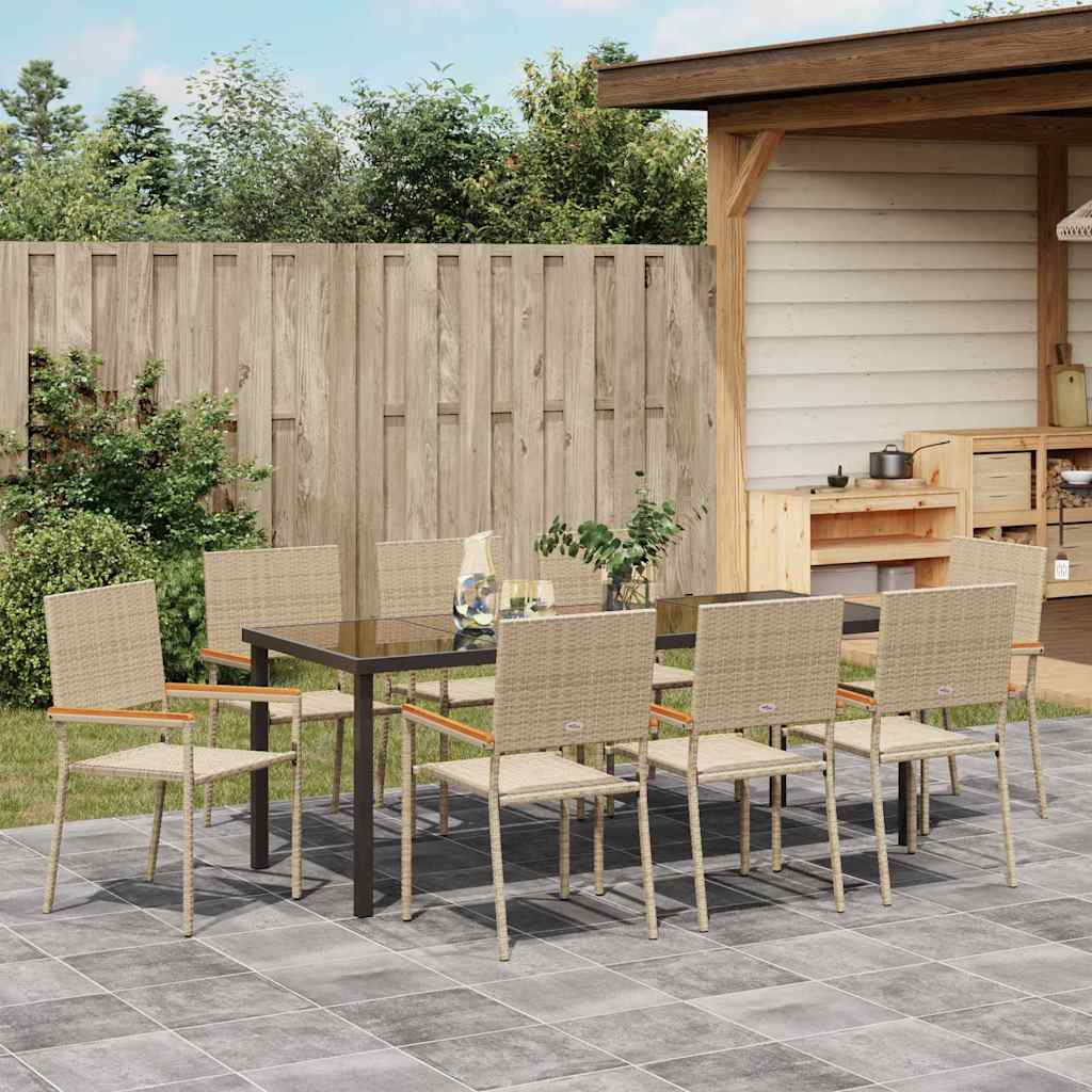 Conjunto de Comedor de Jardín 9 pcs Beige ratán sintético