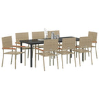 Conjunto de Comedor de Jardín 9 pcs Beige ratán sintético