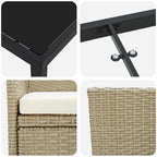 Conjunto de Comedor de Jardín 3 pcs Beige ratán sintético