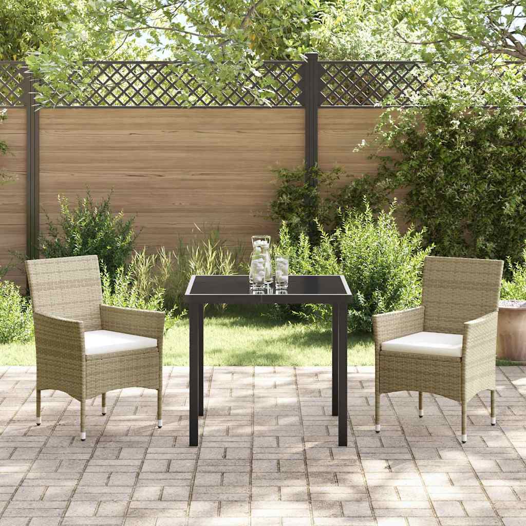 Conjunto de Comedor de Jardín 3 pcs Beige ratán sintético