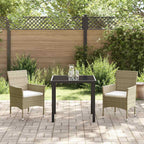 Conjunto de Comedor de Jardín 3 pcs Beige ratán sintético