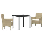 Conjunto de Comedor de Jardín 3 pcs Beige ratán sintético