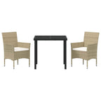 Conjunto de Comedor de Jardín 3 pcs Beige ratán sintético