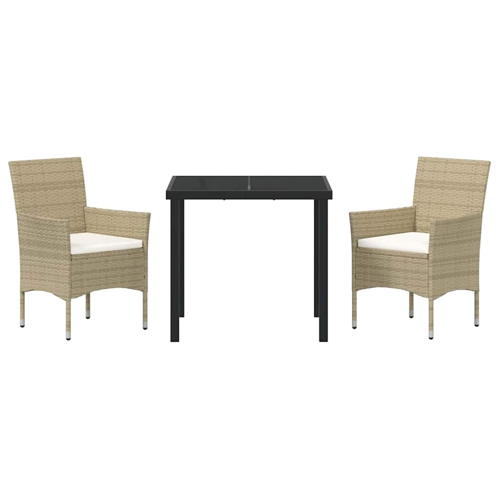 Conjunto de Comedor de Jardín 3 pcs Beige ratán sintético