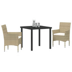 Conjunto de Comedor de Jardín 3 pcs Beige ratán sintético