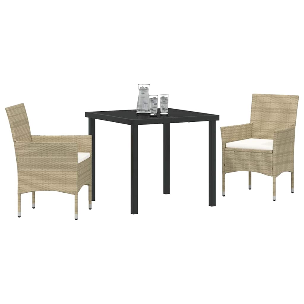 Conjunto de Comedor de Jardín 3 pcs Beige ratán sintético