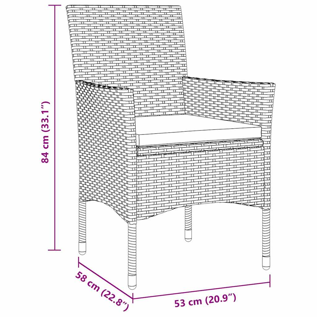 Conjunto de Comedor de Jardín 3 pcs Beige ratán sintético