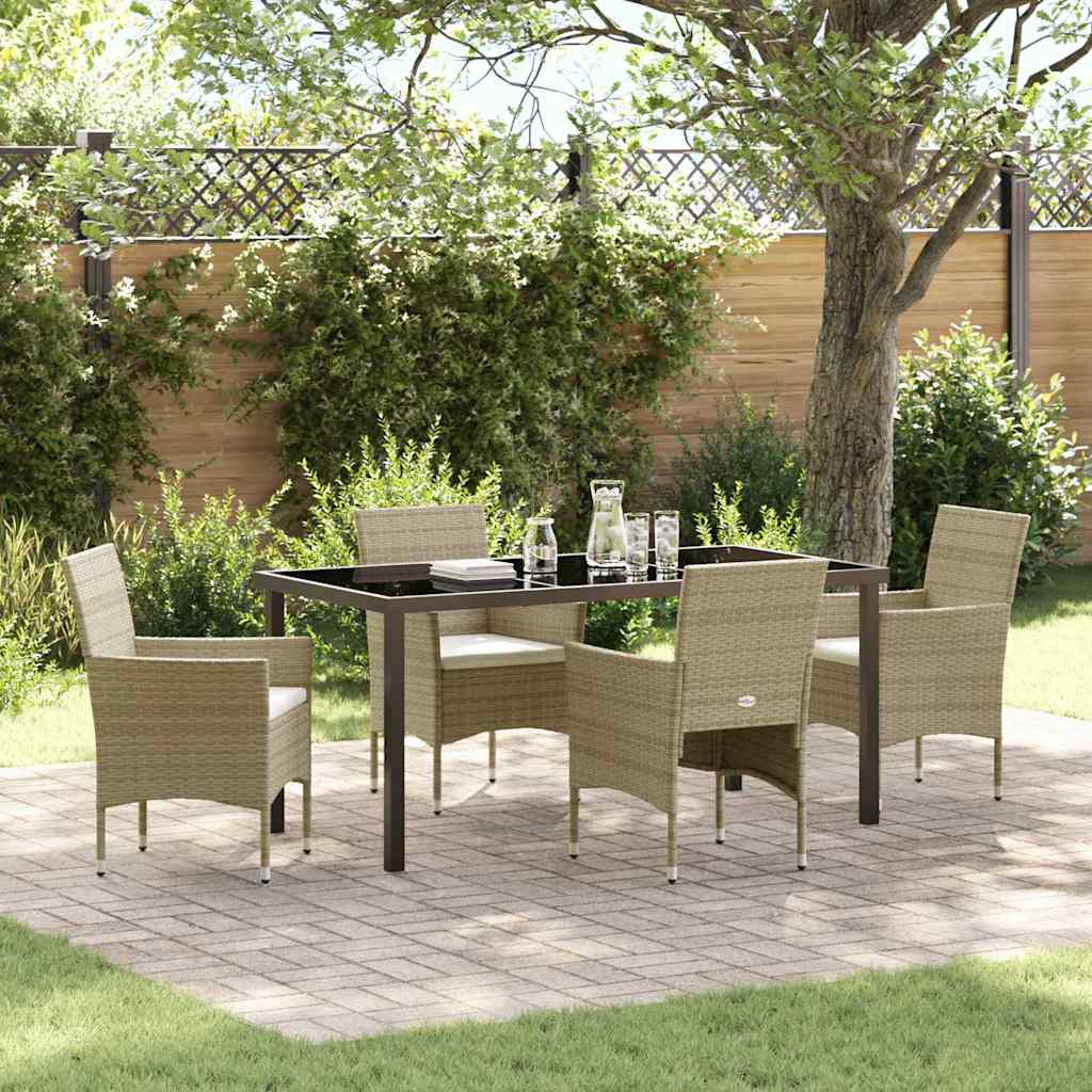 Conjunto de Comedor de Jardín 3 pcs Beige ratán sintético
