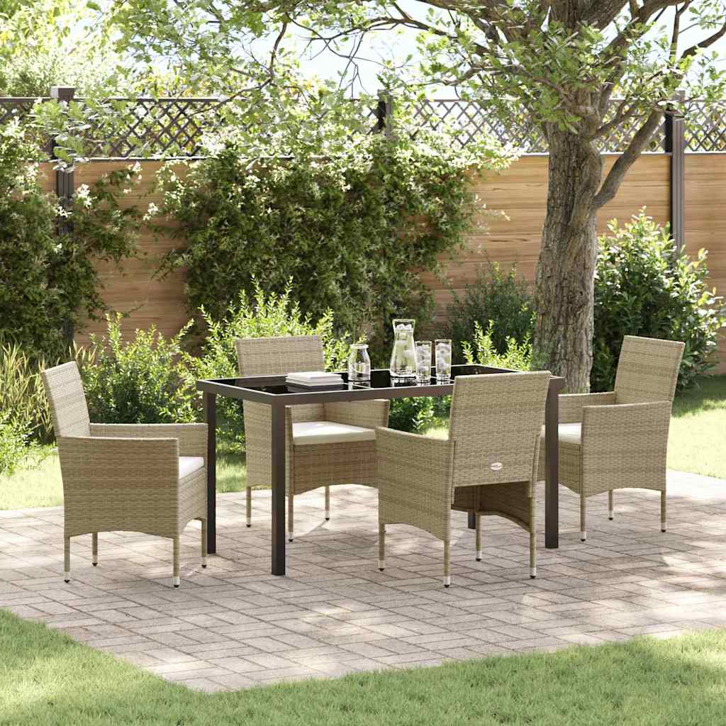 Conjunto de Comedor de Jardín 3 pcs Beige ratán sintético