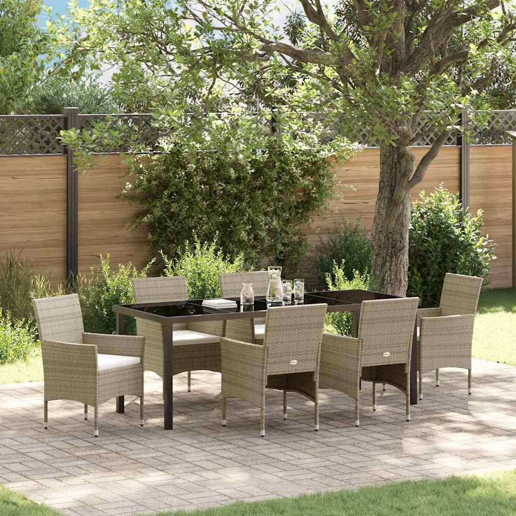 Conjunto de Comedor de Jardín 3 pcs Beige ratán sintético
