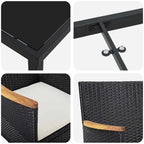Conjunto de Comedor de Jardín 3 pcs Negro ratán sintético