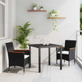 Conjunto de Comedor de Jardín 3 pcs Negro ratán sintético