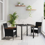 Conjunto de Comedor de Jardín 3 pcs Negro ratán sintético