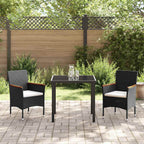 Conjunto de Comedor de Jardín 3 pcs Negro ratán sintético