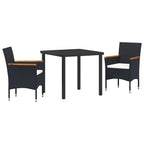 Conjunto de Comedor de Jardín 3 pcs Negro ratán sintético