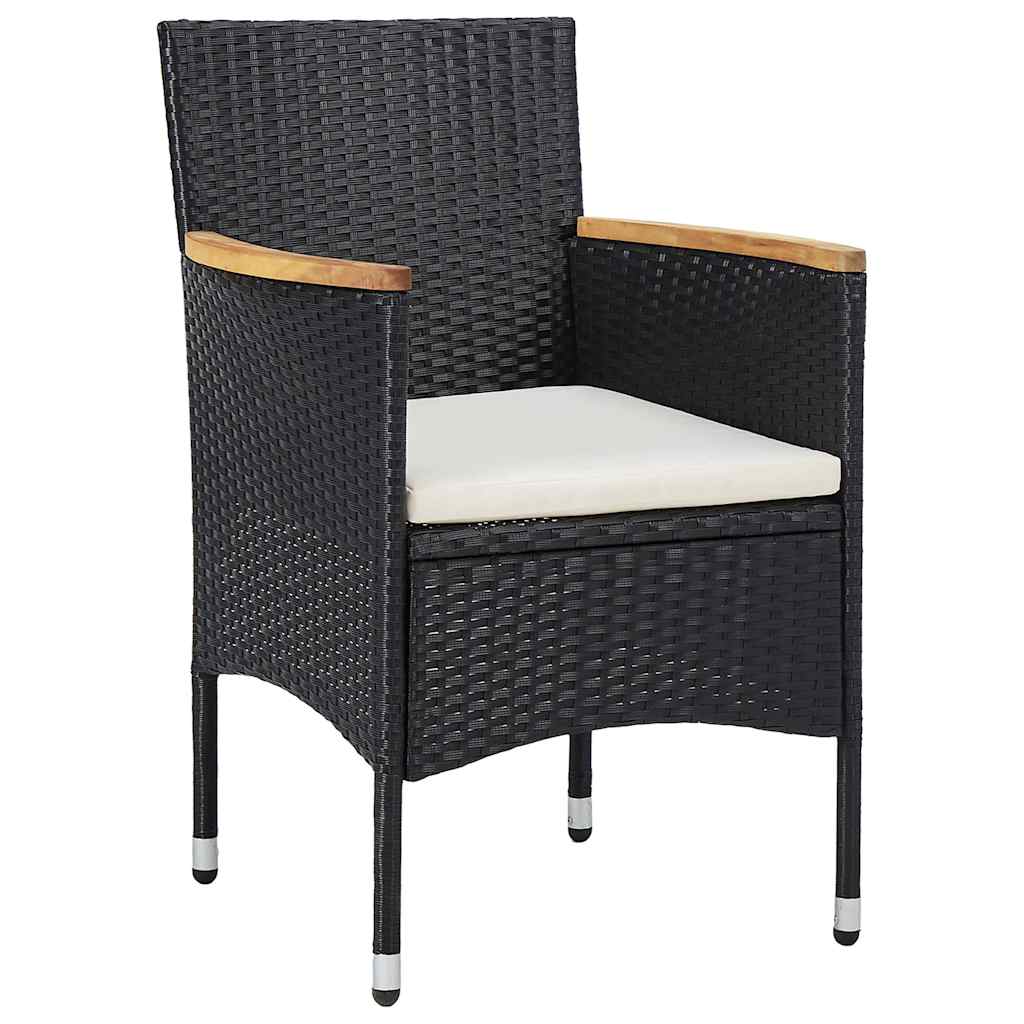 Conjunto de Comedor de Jardín 3 pcs Negro ratán sintético