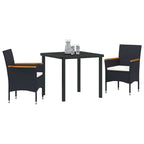 Conjunto de Comedor de Jardín 3 pcs Negro ratán sintético