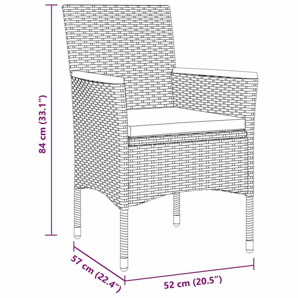 Conjunto de Comedor de Jardín 3 pcs Negro ratán sintético