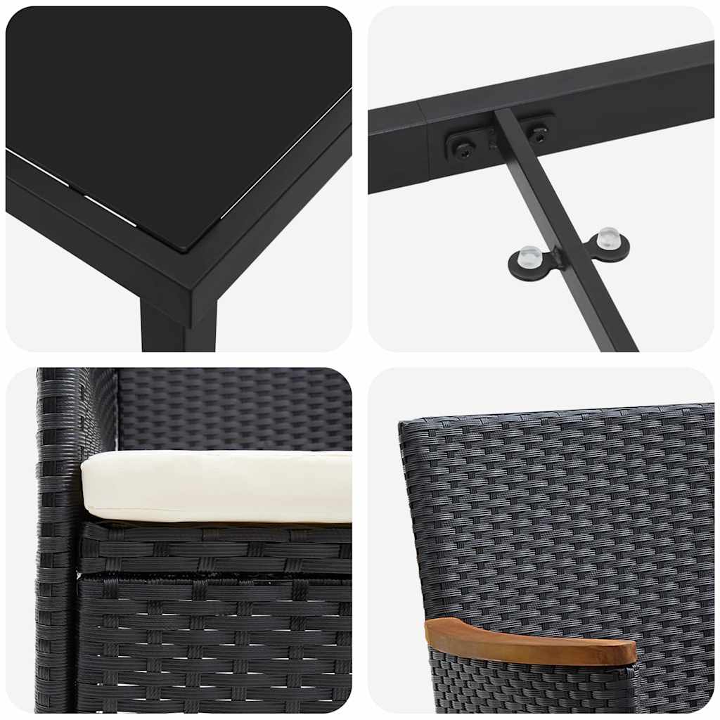 Conjunto de Comedor de Jardín 5 pcs Negro ratán sintético