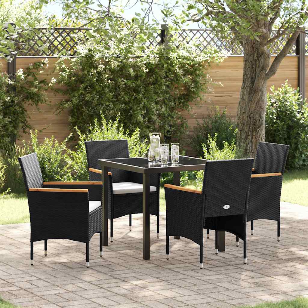 Conjunto de Comedor de Jardín 5 pcs Negro ratán sintético