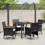 Conjunto de Comedor de Jardín 5 pcs Negro ratán sintético