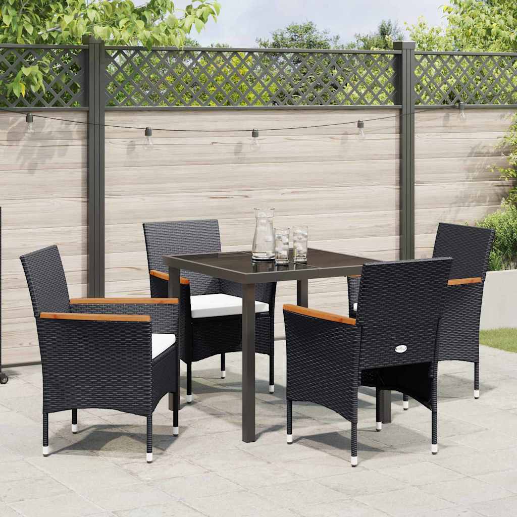 Conjunto de Comedor de Jardín 5 pcs Negro ratán sintético