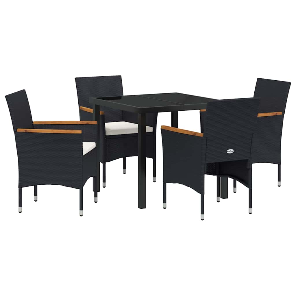 Conjunto de Comedor de Jardín 5 pcs Negro ratán sintético