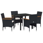 Conjunto de Comedor de Jardín 5 pcs Negro ratán sintético
