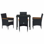 Conjunto de Comedor de Jardín 5 pcs Negro ratán sintético