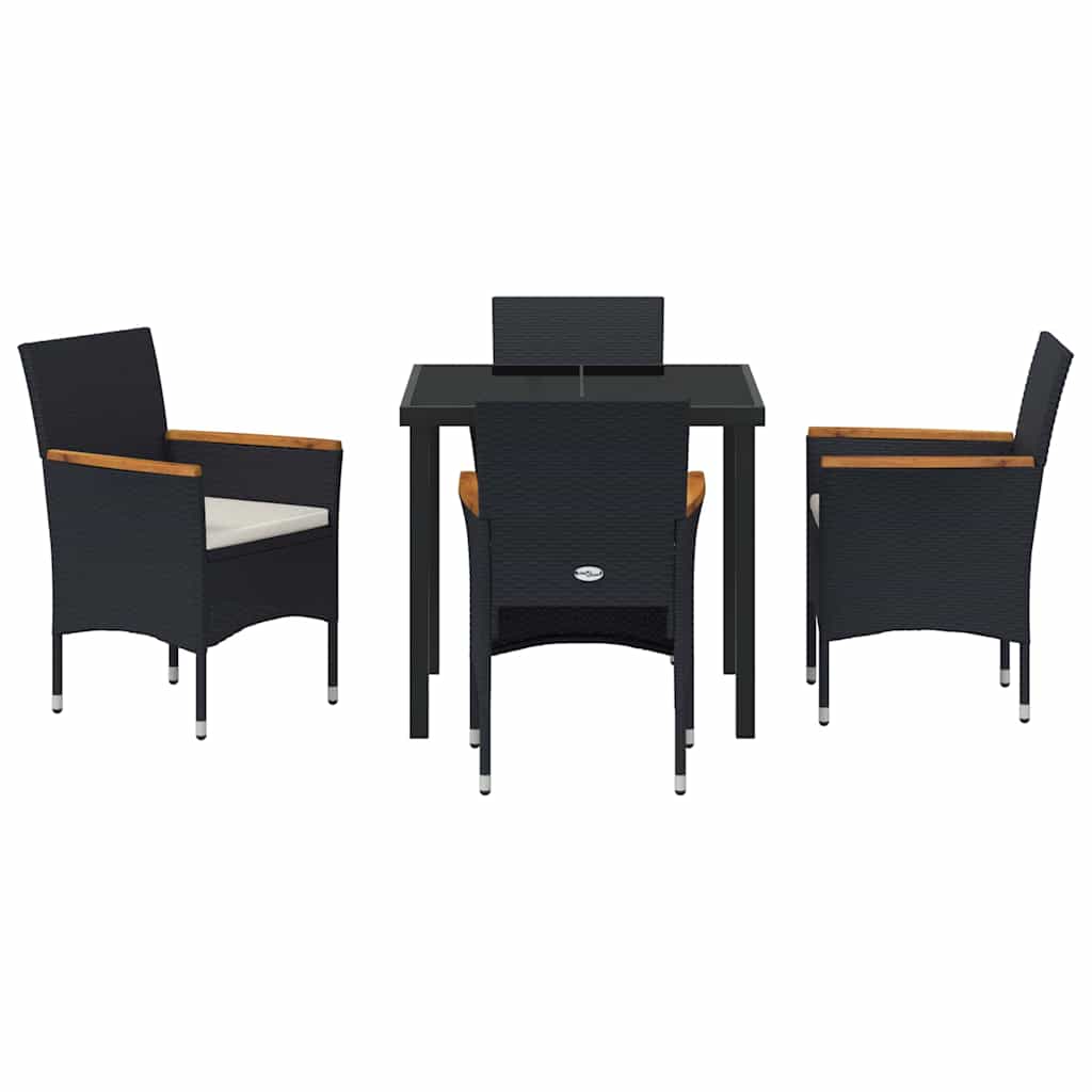 Conjunto de Comedor de Jardín 5 pcs Negro ratán sintético