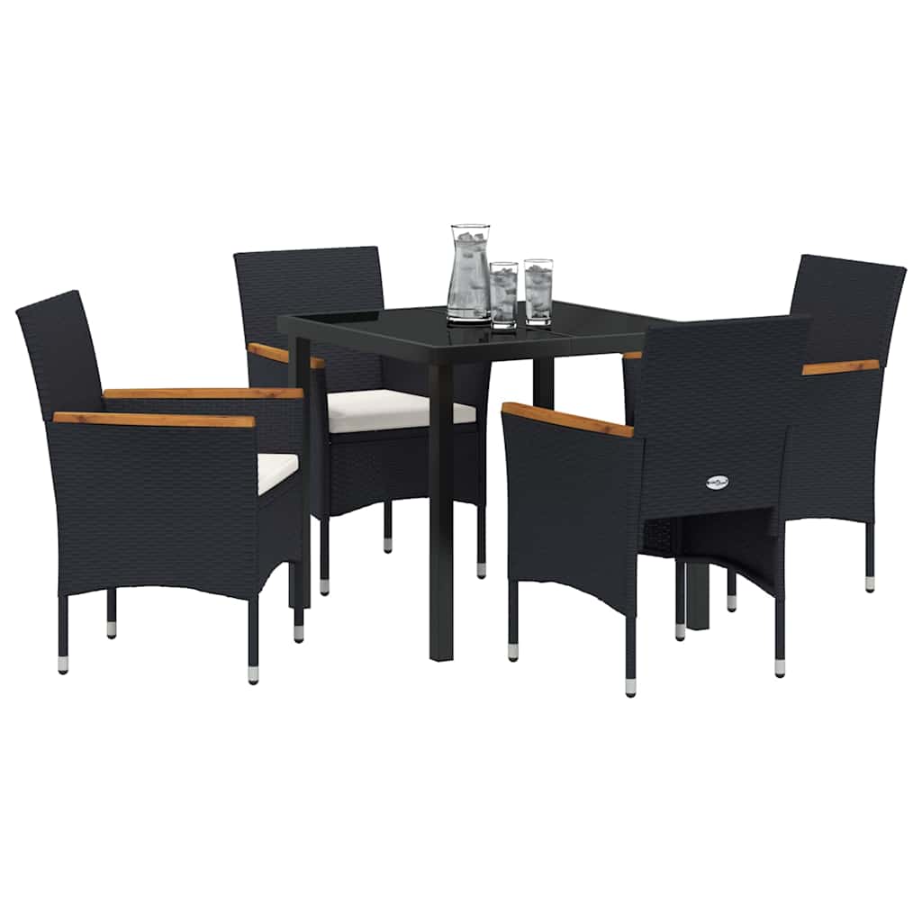 Conjunto de Comedor de Jardín 5 pcs Negro ratán sintético