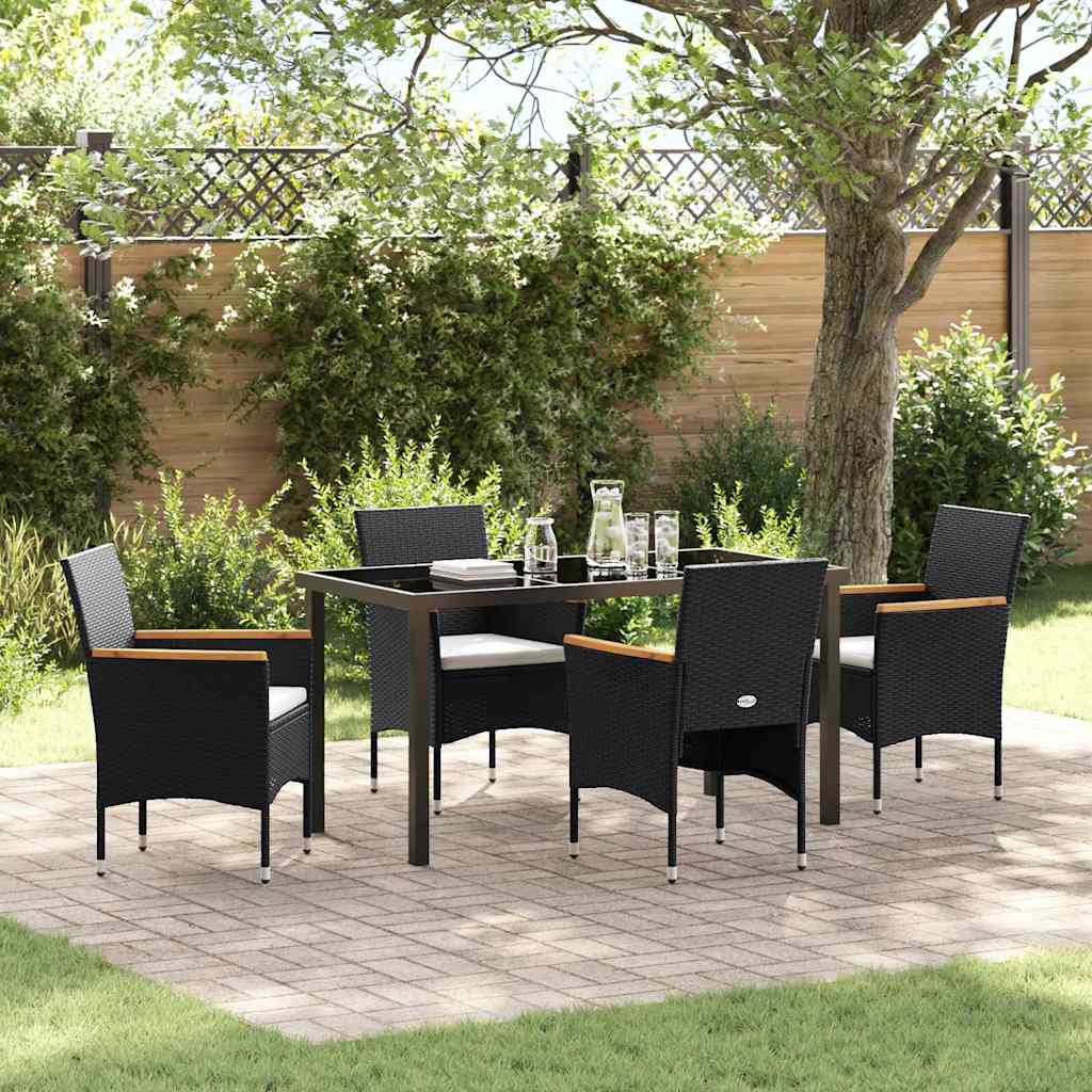 Conjunto de Comedor de Jardín 5 pcs Negro ratán sintético