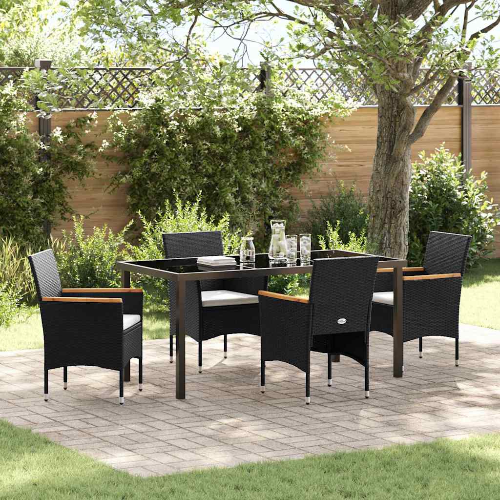 Conjunto de Comedor de Jardín 5 pcs Negro ratán sintético