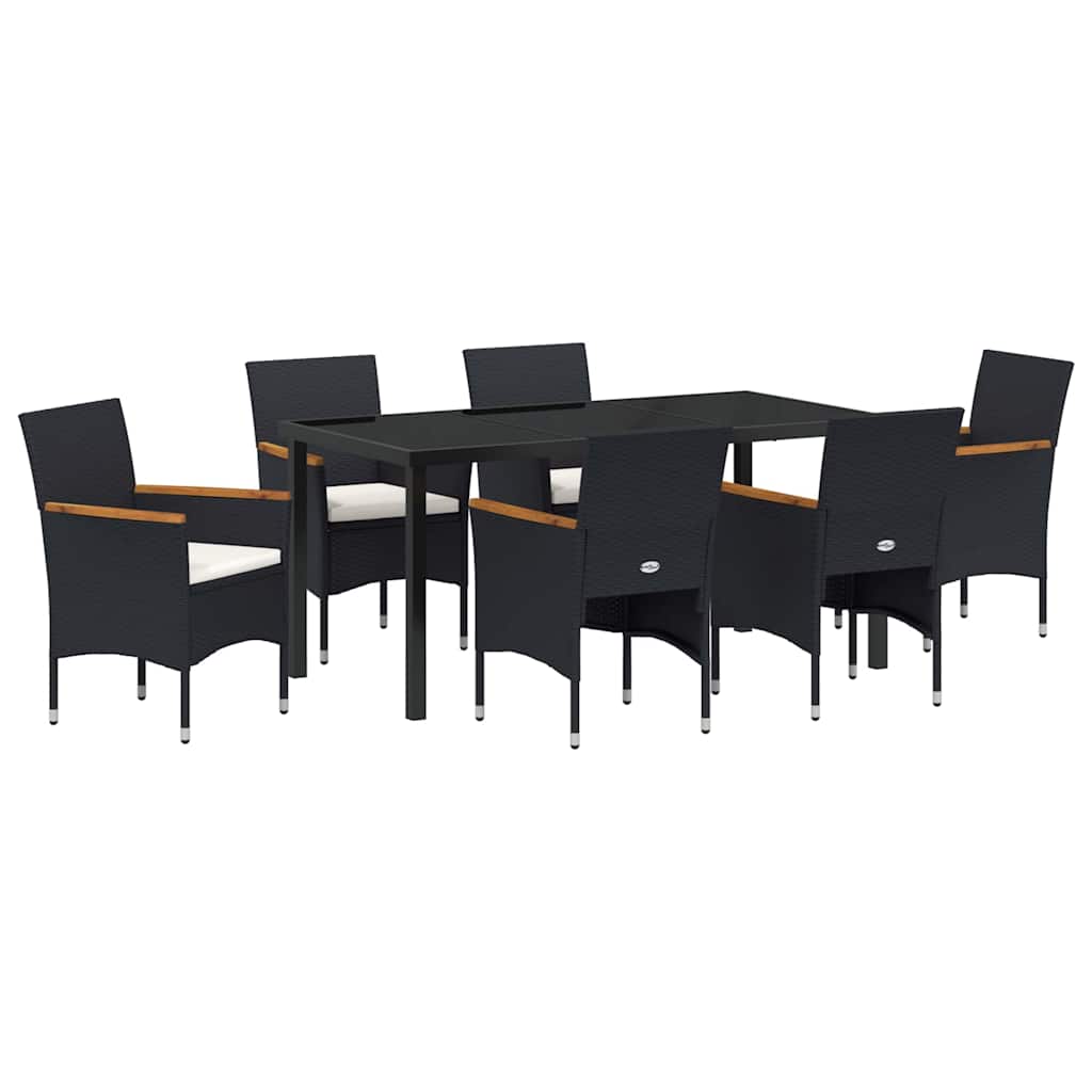 Conjunto de Comedor de Jardín 7 pcs Negro ratán sintético
