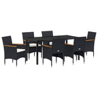 Conjunto de Comedor de Jardín 7 pcs Negro ratán sintético