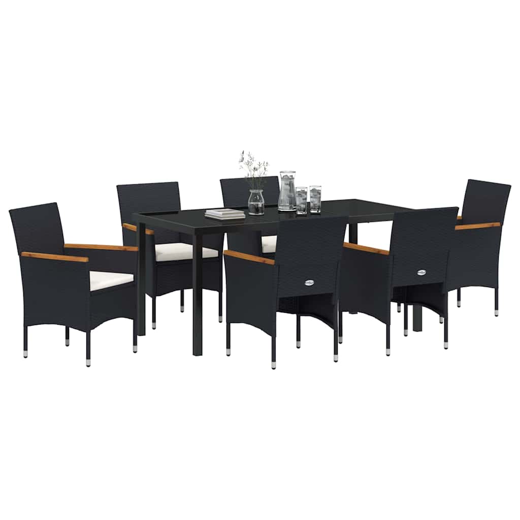 Conjunto de Comedor de Jardín 7 pcs Negro ratán sintético