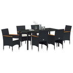 Conjunto de Comedor de Jardín 7 pcs Negro ratán sintético