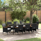 Conjunto de Comedor de Jardín 9 pcs Negro ratán sintético