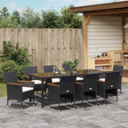 Conjunto de Comedor de Jardín 9 pcs Negro ratán sintético
