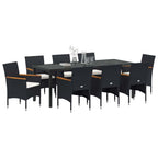 Conjunto de Comedor de Jardín 9 pcs Negro ratán sintético
