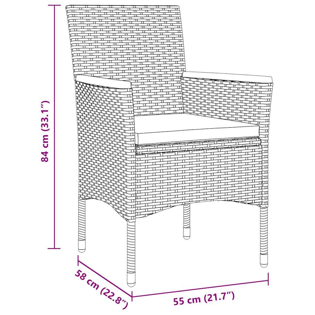 Conjunto de Comedor de Jardín 9 pcs Negro ratán sintético