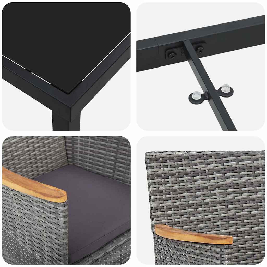 Conjunto de Comedor de Jardín 3 pcs Gris ratán sintético