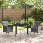 Conjunto de Comedor de Jardín 3 pcs Gris ratán sintético