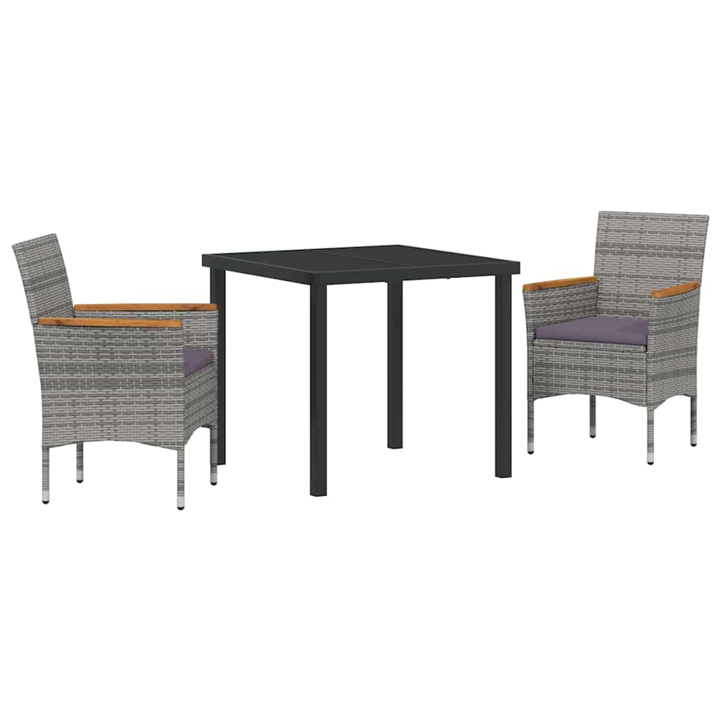 Conjunto de Comedor de Jardín 3 pcs Gris ratán sintético