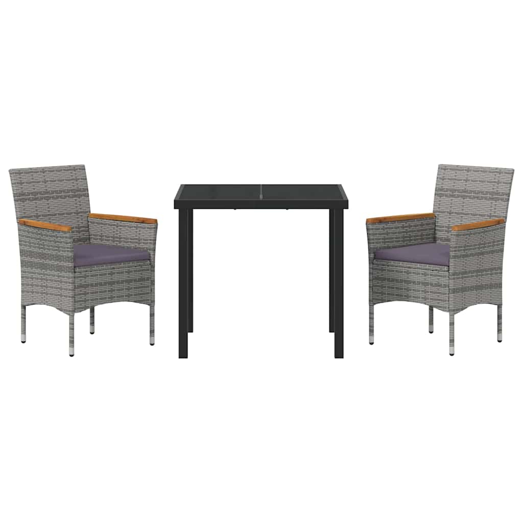 Conjunto de Comedor de Jardín 3 pcs Gris ratán sintético