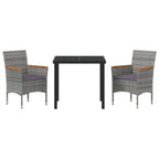 Conjunto de Comedor de Jardín 3 pcs Gris ratán sintético